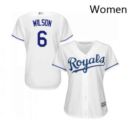 Womens Kansas City Royals 6 Willie Wilson Replica White Home Cool Base Baseball Jersey